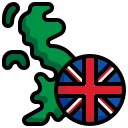 Great Britain Island with a Flag
